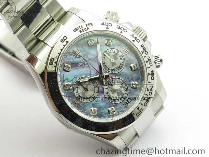 MiroTime 0319 TechFriendly Daytona 116520 SS UBF Best Edition Ice Blue MOP Crystal Markers Dial on SS Bracelet A 2938